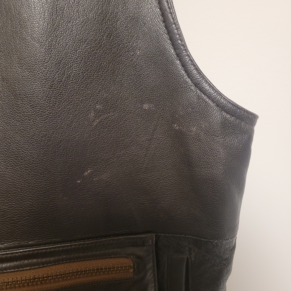 Vintage Giverny Genuine Leather Moto Utility Vest Large - Picture 10 of 16